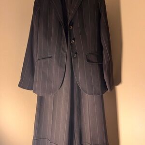 New York & Company Brown Pinstripe Blazer and Pants. Chic 90s Shoulder Pads